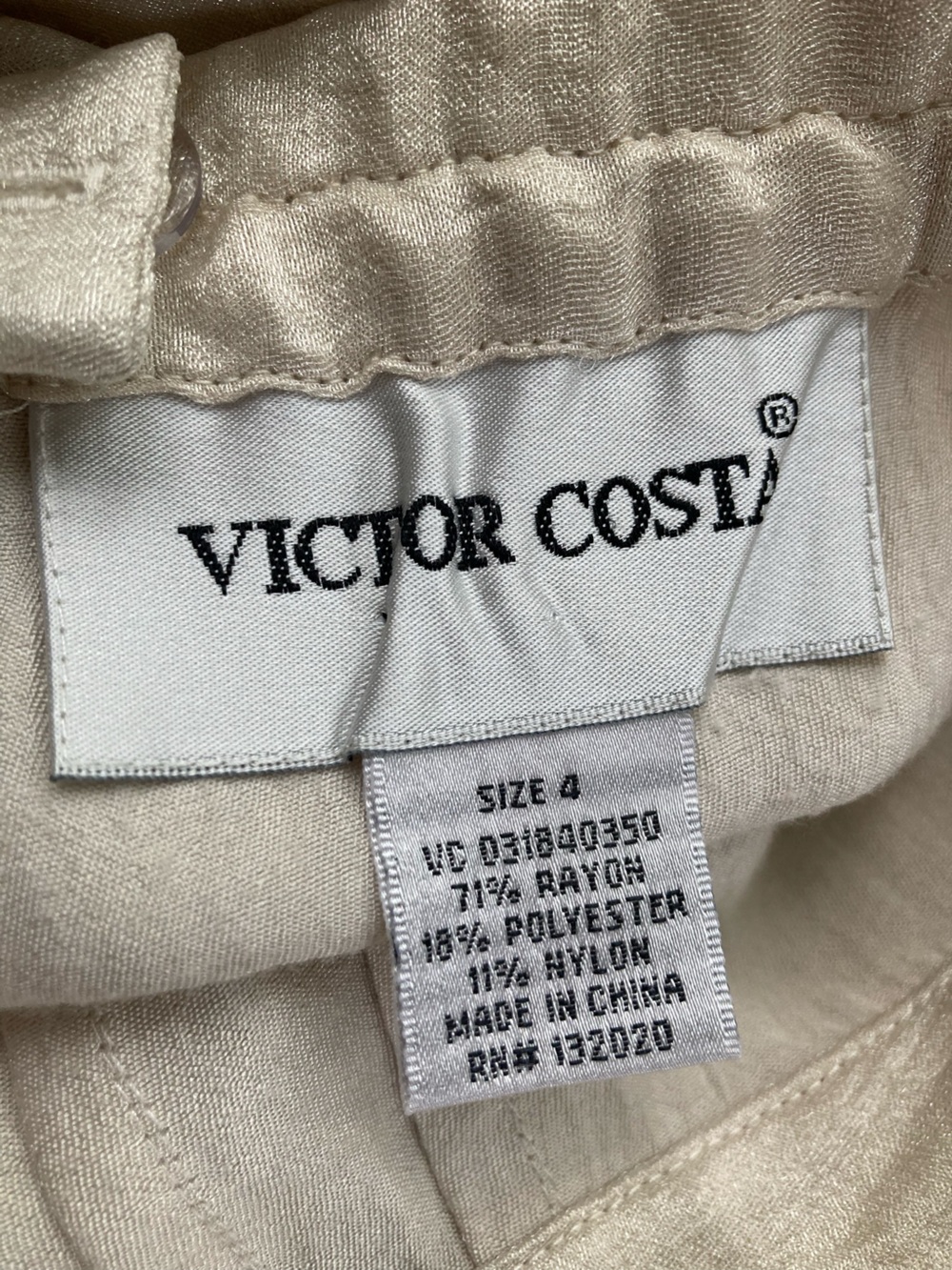Victor Costa Soft Cream Satin-Look Pants - Picture 6 of 10